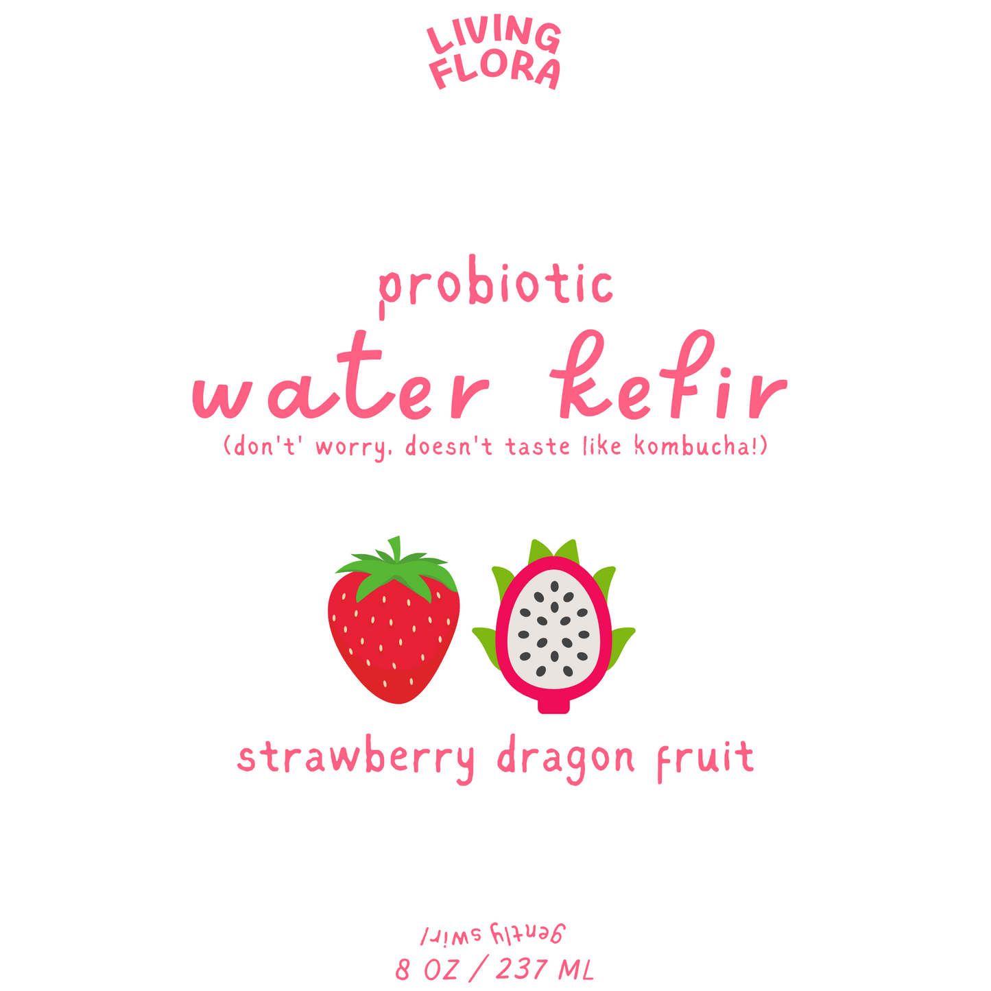 Strawberry Dragon Fruit Water Kefir (8 pack)